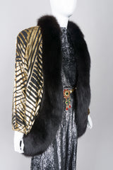 Ruben Panis Velvet Lamé Fur Trim Cocoon Jacket