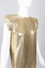 Ferrara Gold Metal Mesh Rhinestone Shift Dress