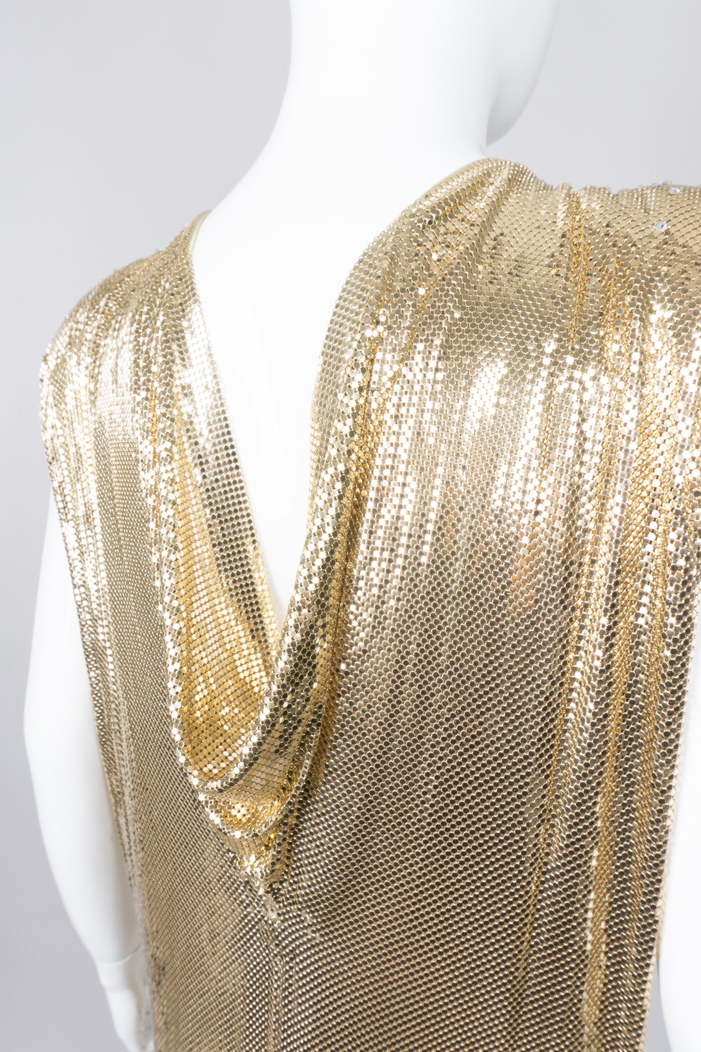 Ferrara Gold Metal Mesh Rhinestone Shift Dress