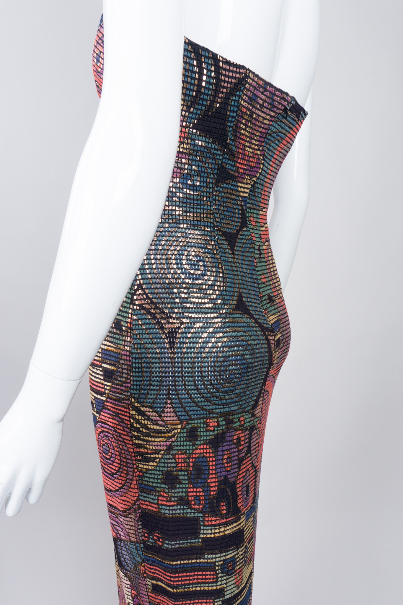 Janine of London 80s Painted Abstract Sheath Column Gown