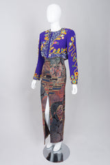 Janine of London 80s Painted Abstract Sheath Column Gown