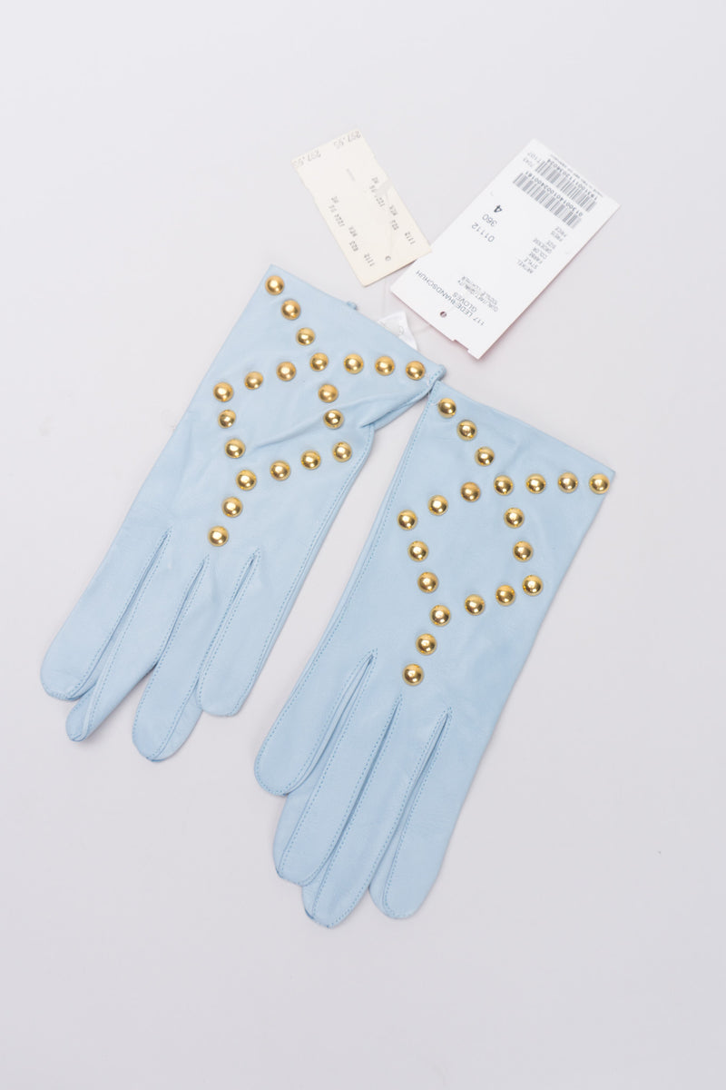 Escada New Gold Stud Leather Gloves