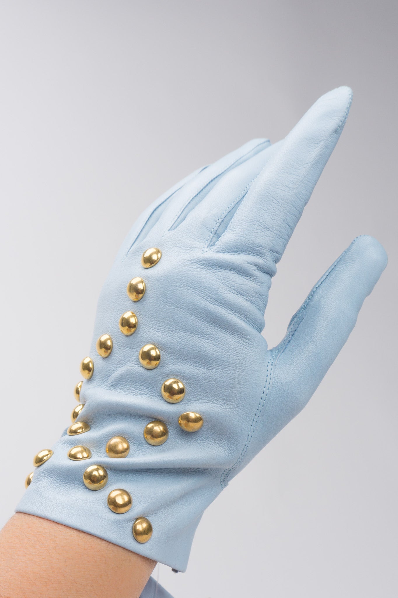 Escada New Gold Stud Leather Gloves