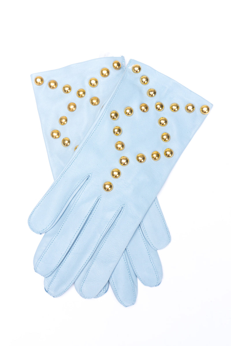 Escada New Gold Stud Leather Gloves