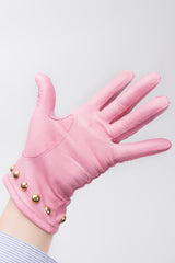 Escada Gold Y-Stud Leather Gloves