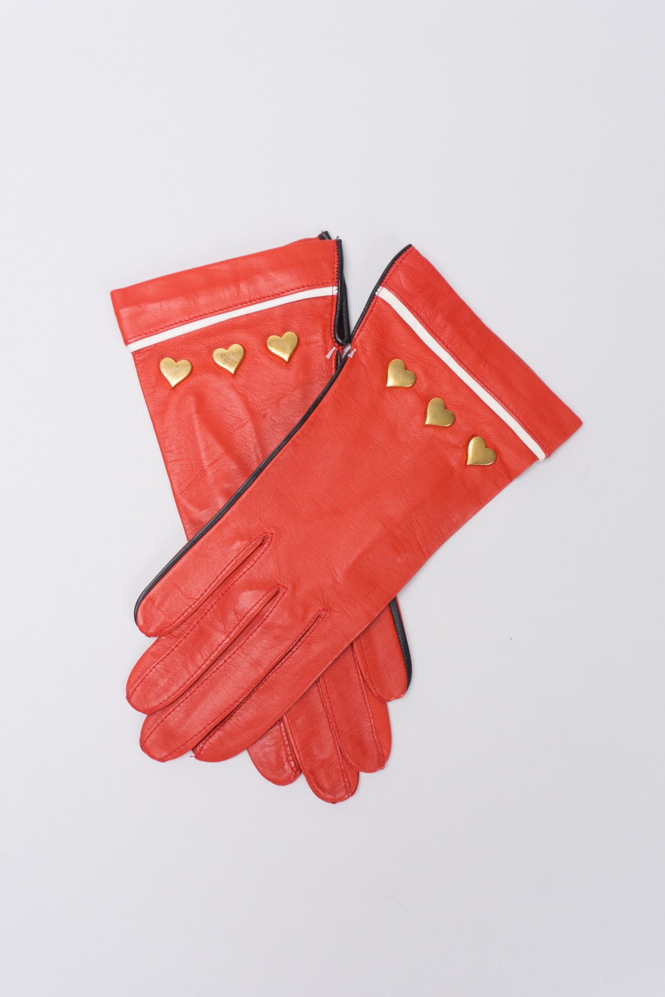 Escada Heart Stud Leather Gloves