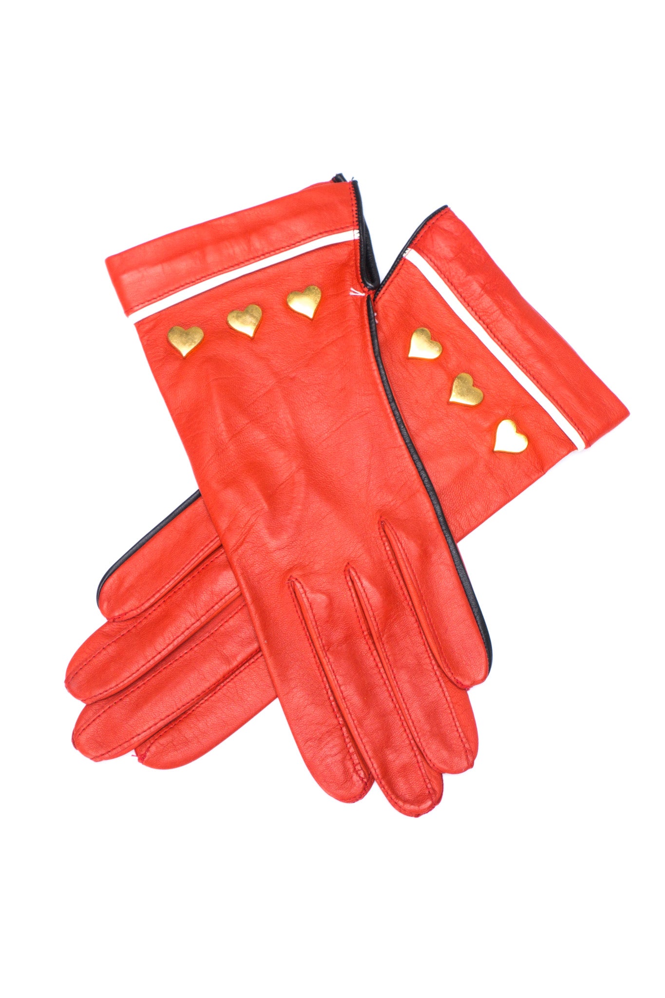 Escada Heart Stud Leather Gloves