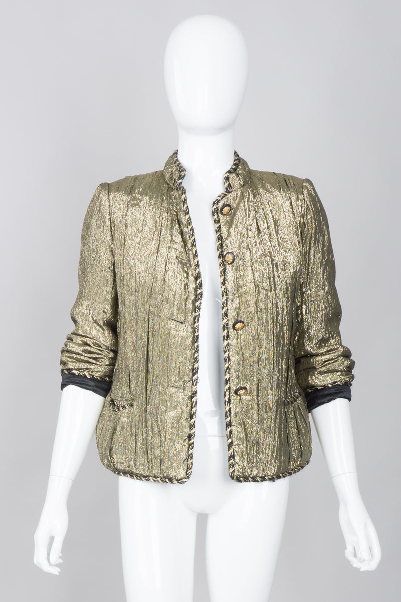 Chanel Creations Pre-Lagerfeld Vintage Metallic Lamé Quilted Jacket