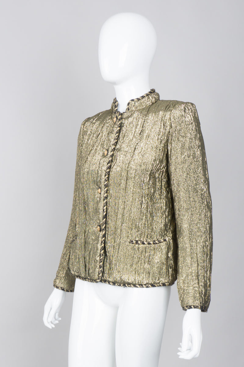 Chanel Creations Pre-Lagerfeld Vintage Metallic Lamé Quilted Jacket