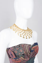 Vintage 60s Lattice Mesh Necklace and Earring Set