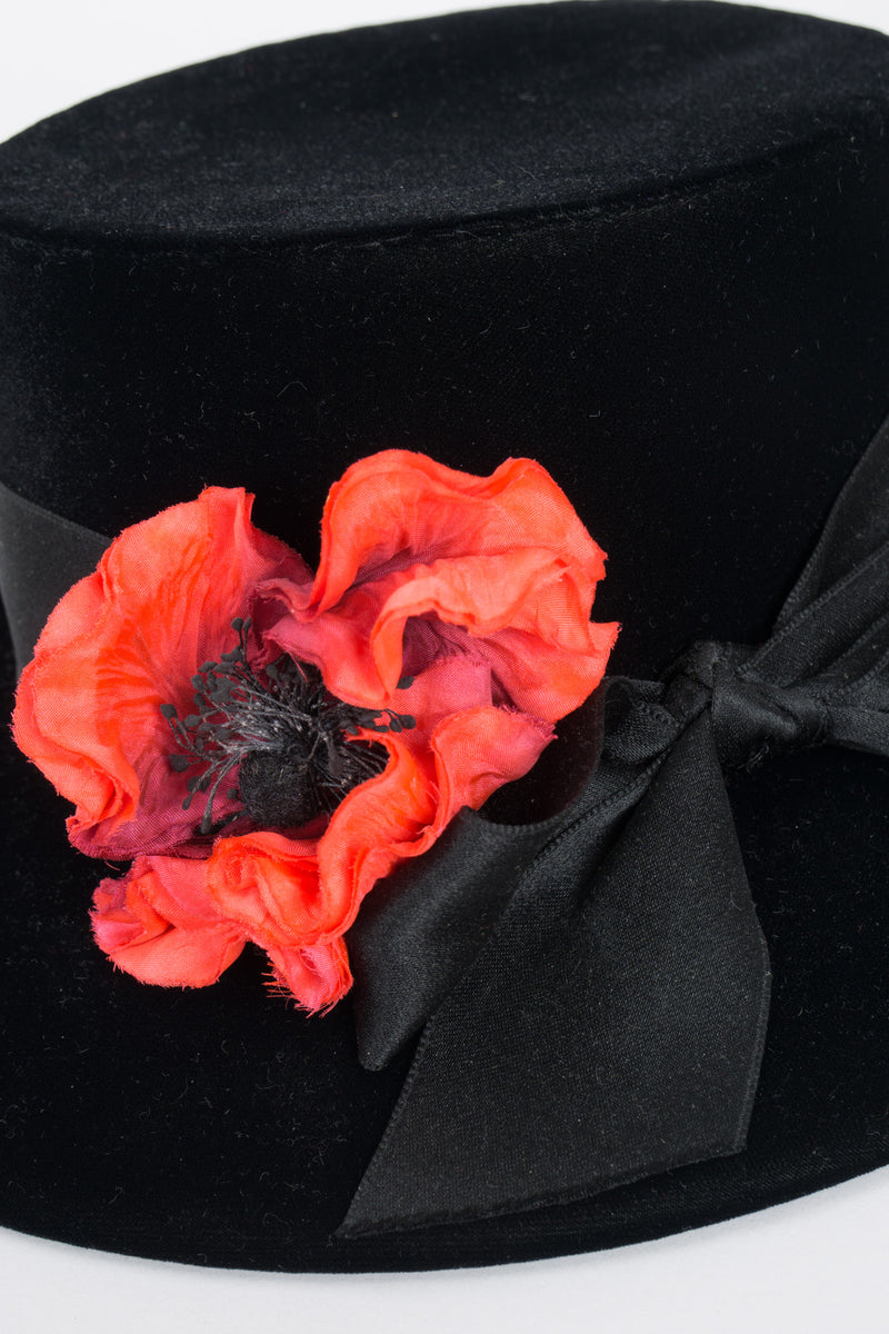 Givenchy Poppy Blossom Velvet Boater Brimmed Hat