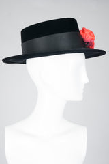 Givenchy Poppy Blossom Velvet Boater Brimmed Hat