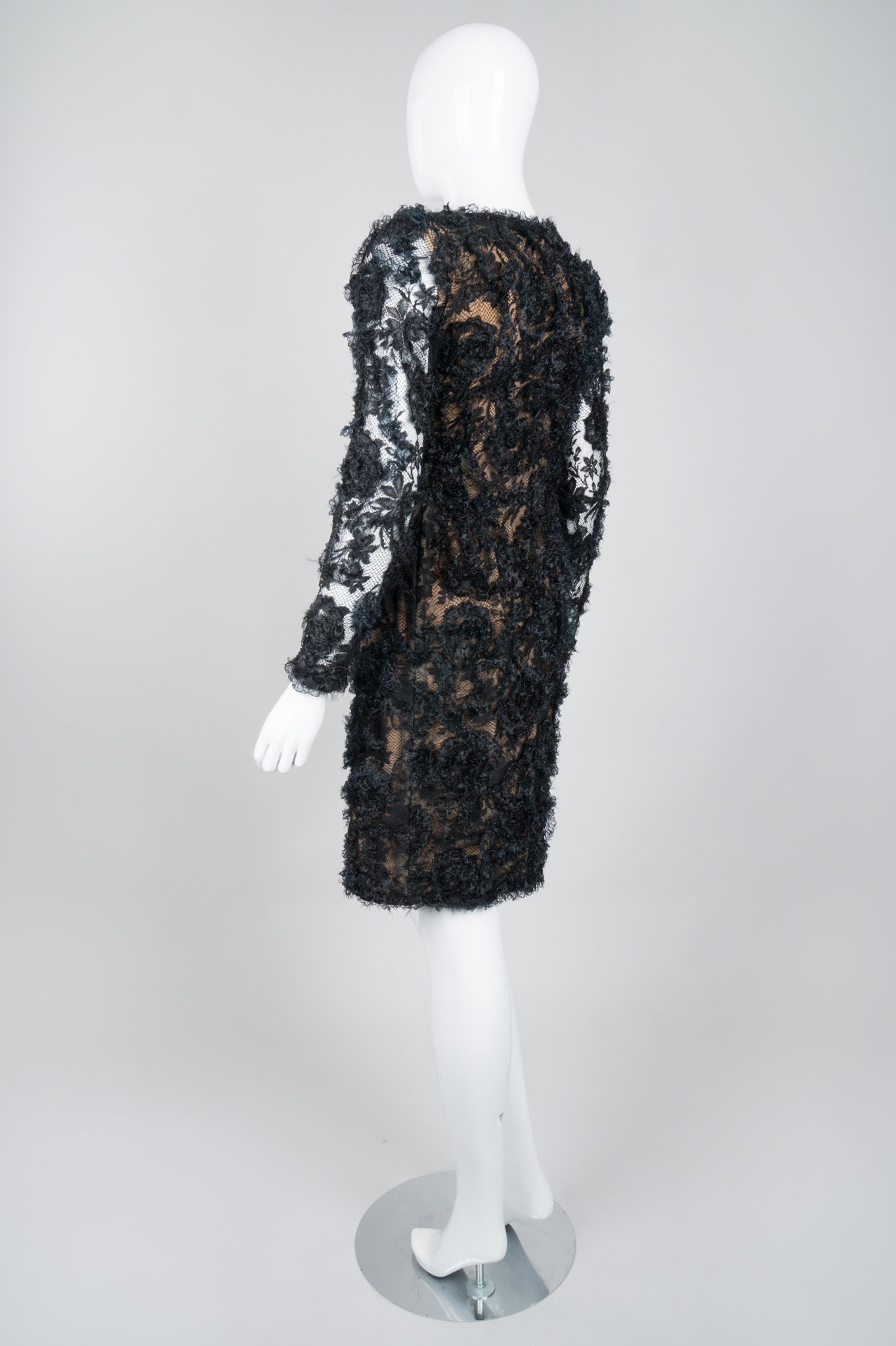 Givenchy 80s Lace Mesh Ruffle Cocktail Dress