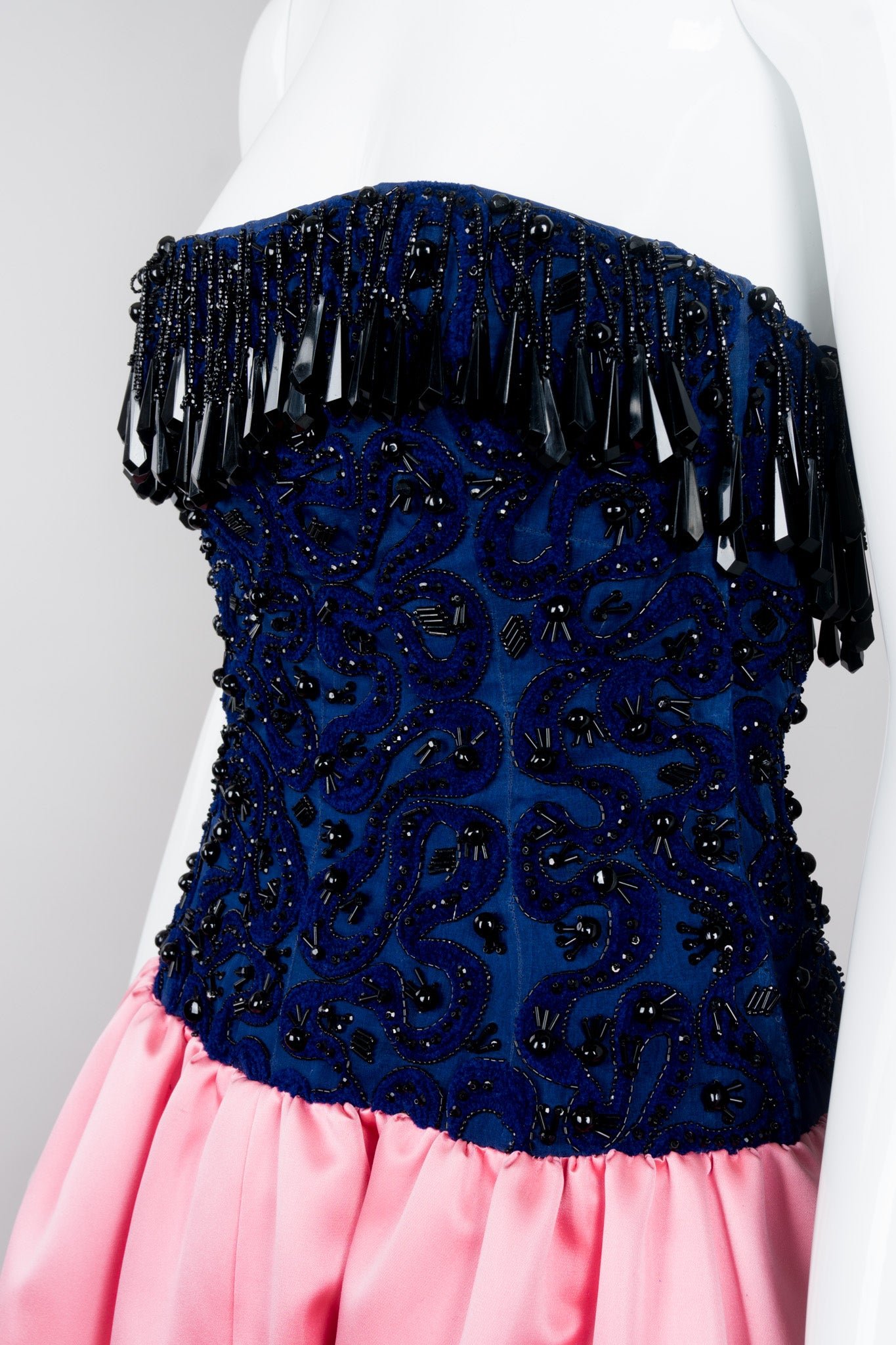 Givenchy Bead Fringe Corset Satin Ball Gown