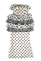 Givenchy 80s Silk Burlap Tiered Polka Dot Peplum Gown