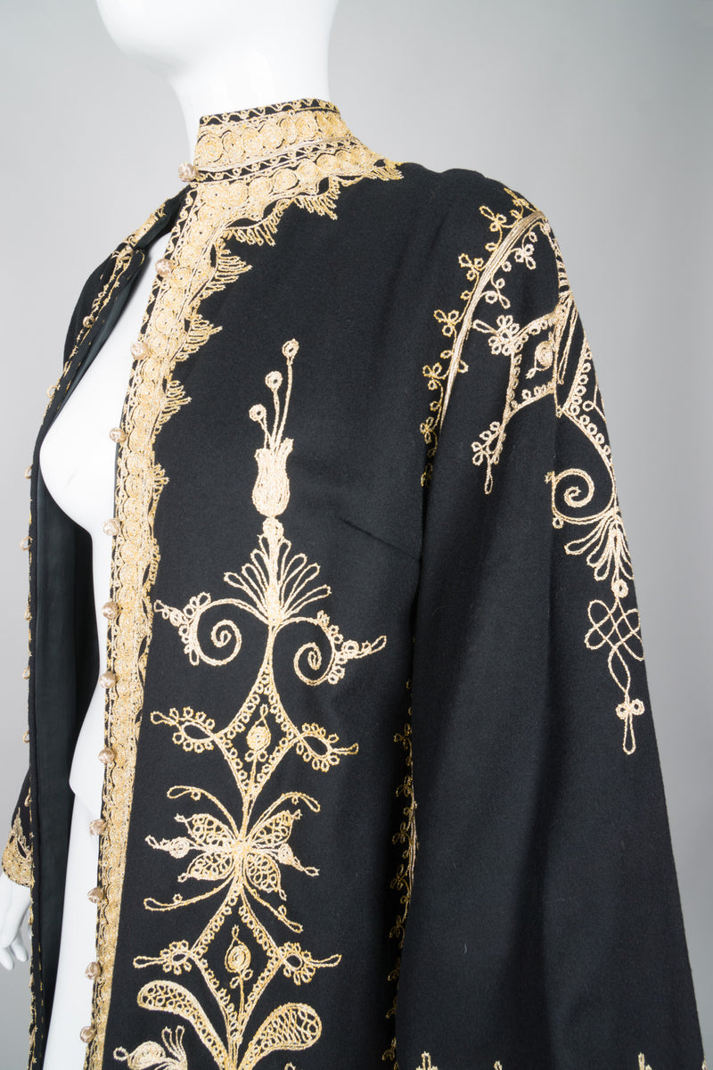 Embellished Woolen Gold Philosopher Vintage Moroccan Robe