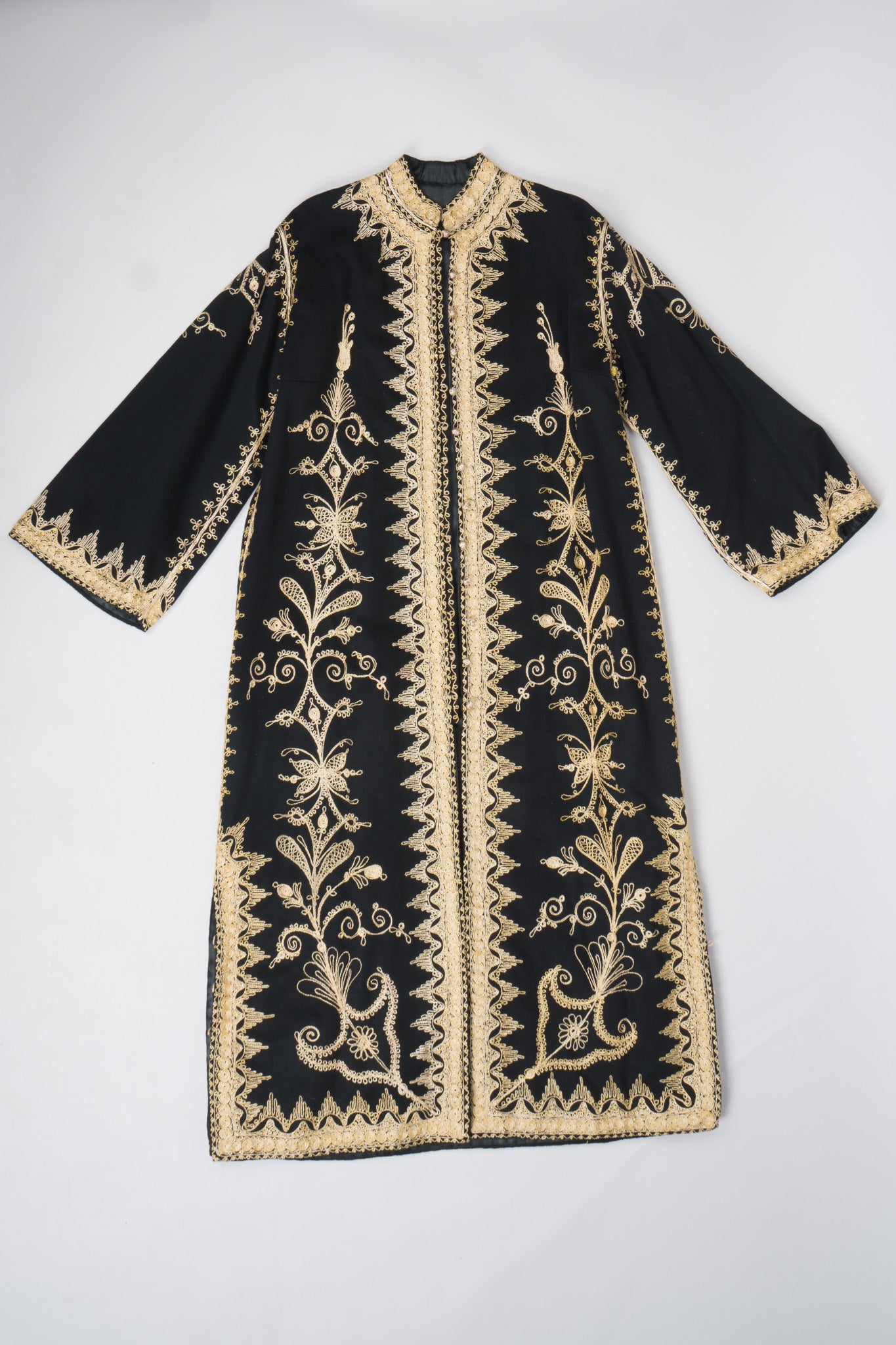 Embellished Woolen Gold Philosopher Vintage Moroccan Robe