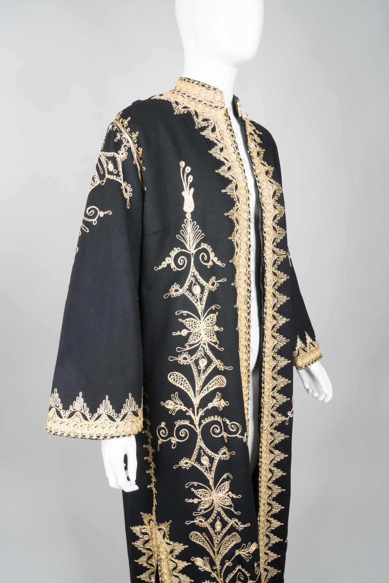 Embellished Woolen Gold Philosopher Vintage Moroccan Robe