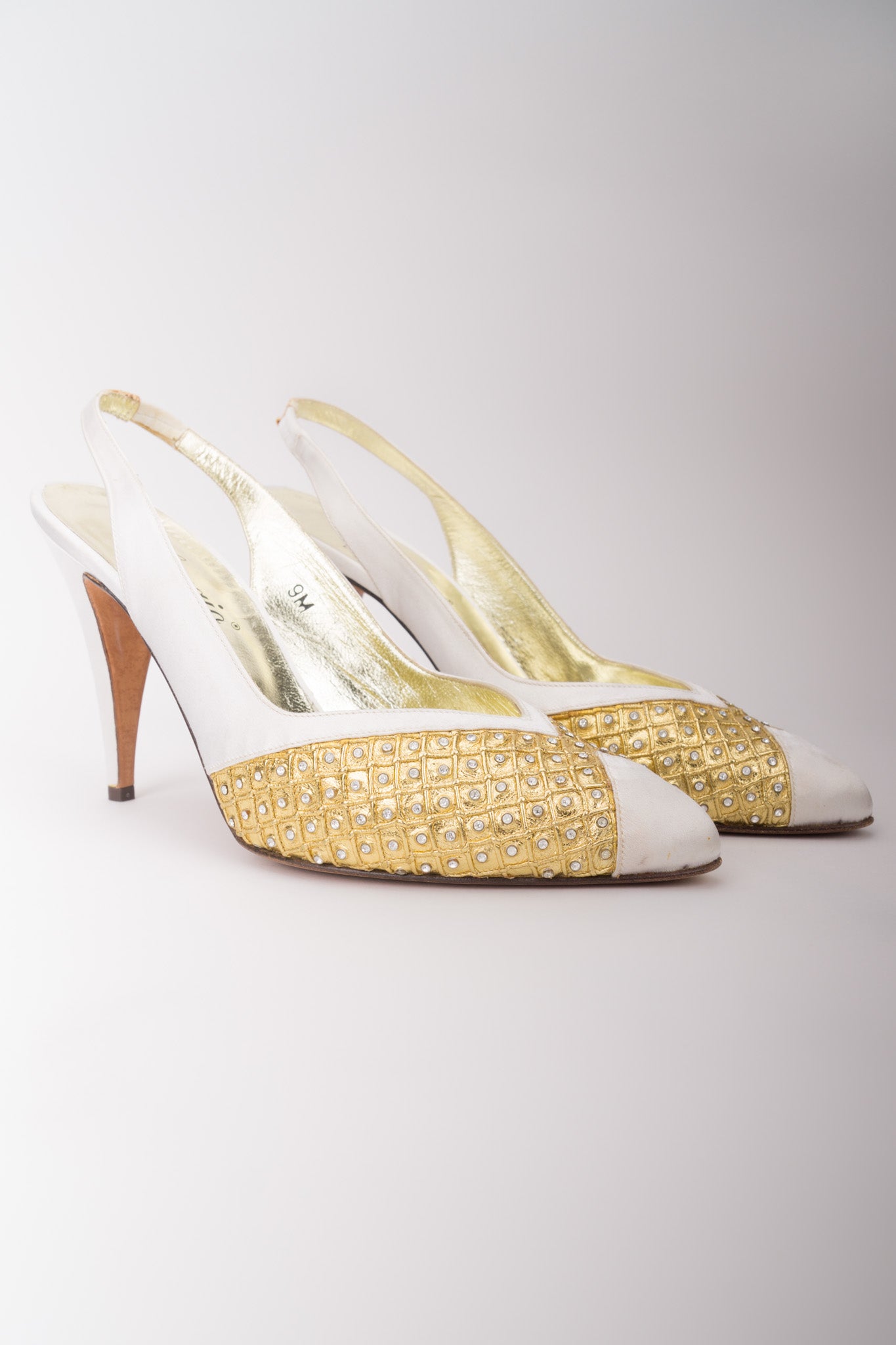 Giorgio Beverly Hills Old Hollywood Crystal Lamé Slingback Heels