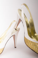 Giorgio Beverly Hills Old Hollywood Crystal Lamé Slingback Heels