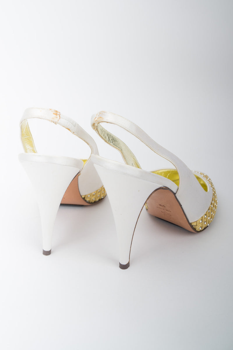 Giorgio Beverly Hills Old Hollywood Crystal Lamé Slingback Heels