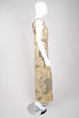 YSL Yves Saint Laurent AW 1992 Leopard Lamé One-Shoulder Dress