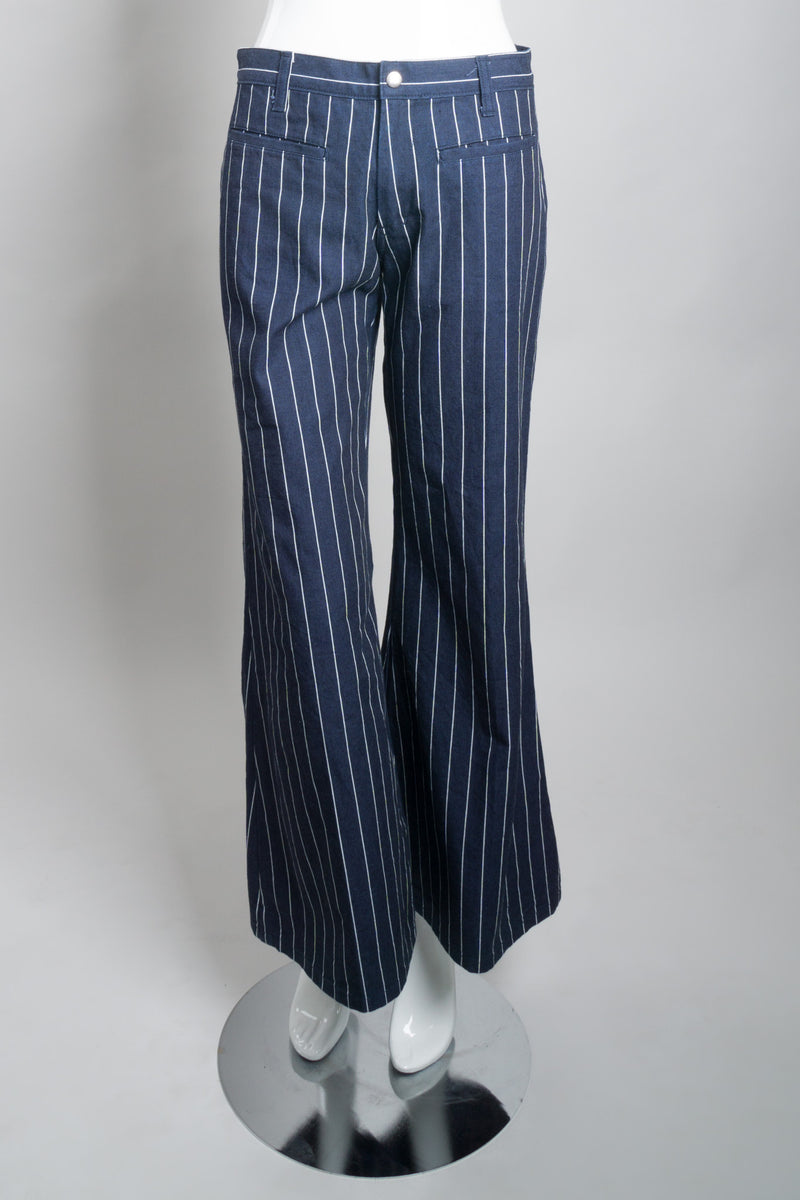 Comme Des Garçons Pinstripe Wide Leg Flare Jeans