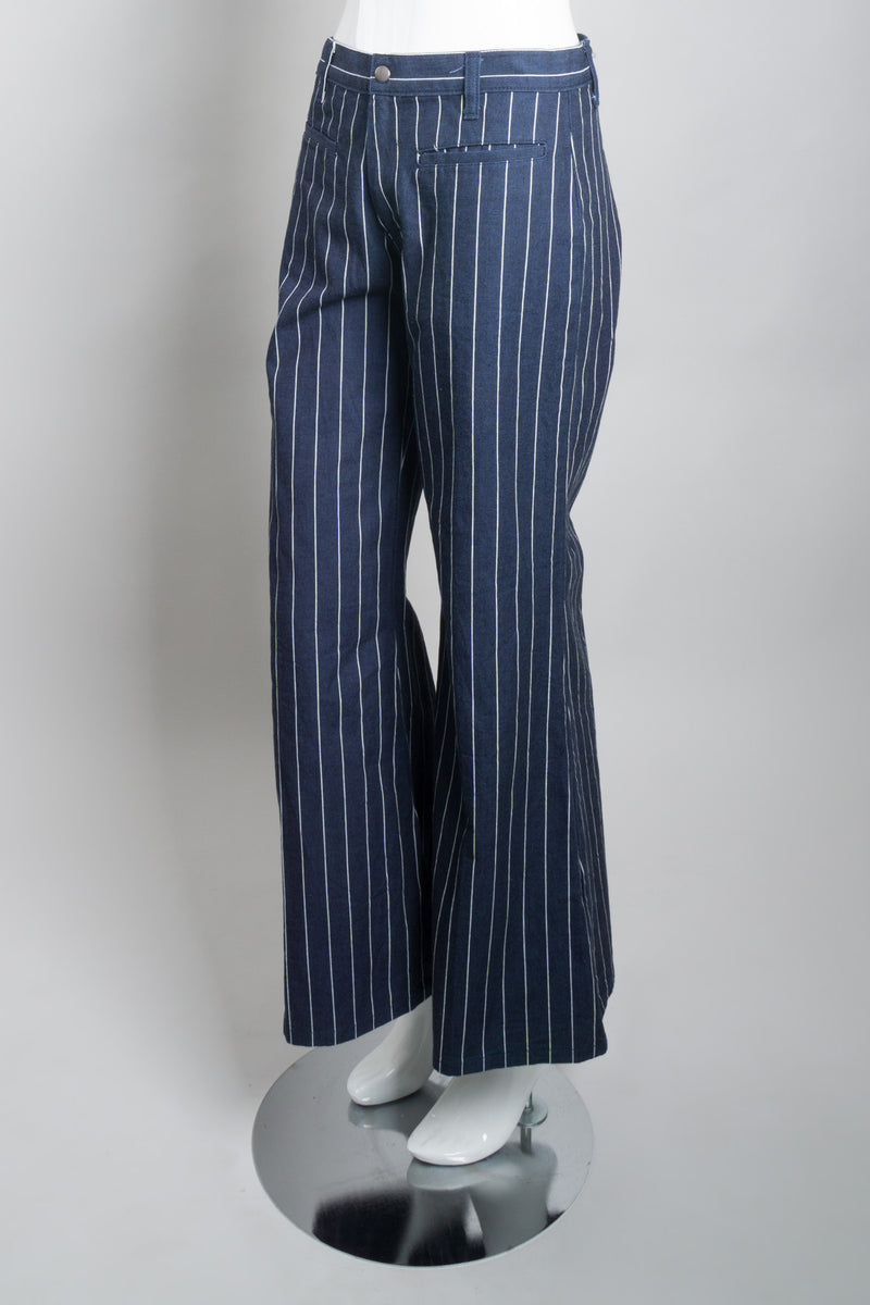 Comme Des Garçons Pinstripe Wide Leg Flare Jeans