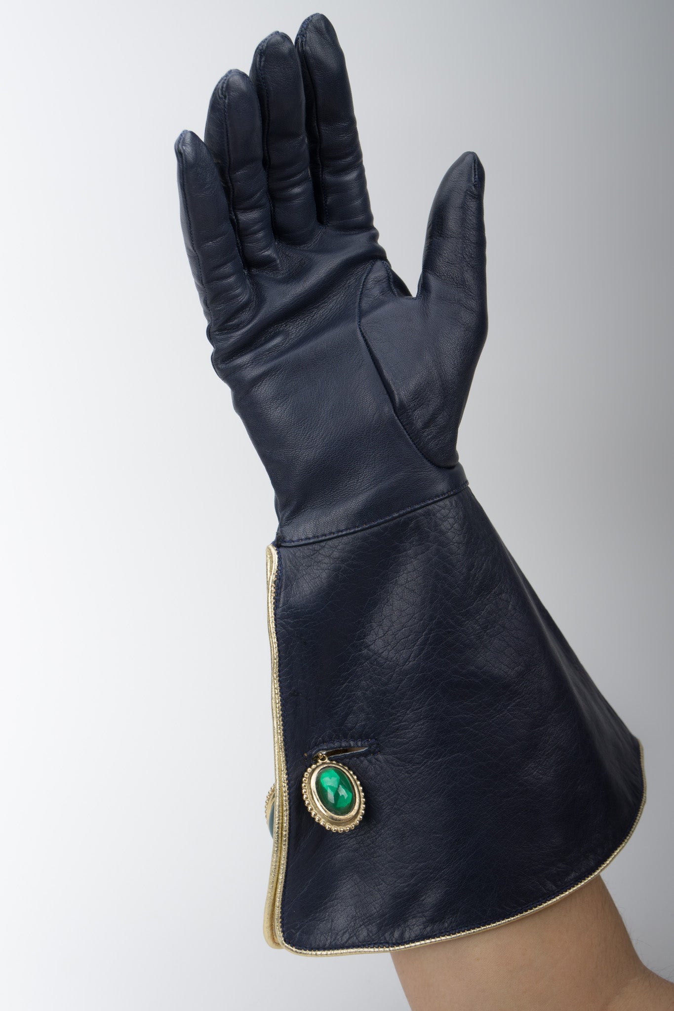 Isabel Canovas Metallic Lamé Cuffed Gauntlet Gloves