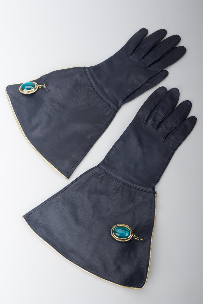 Isabel Canovas Metallic Lamé Cuffed Gauntlet Gloves