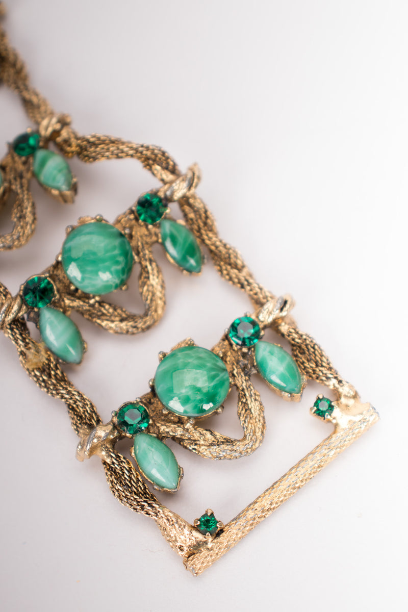 Yves Saint Laurent YSL 1960 Vintage Crystal Jade Aventurine Metal Belt