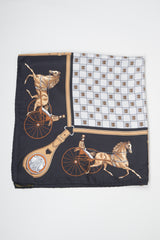 Celine Chess & Horse Carriage Key Watch Fob Scarf