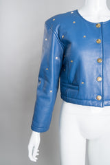 Courreges Logo Stud Cropped Leather Jacket