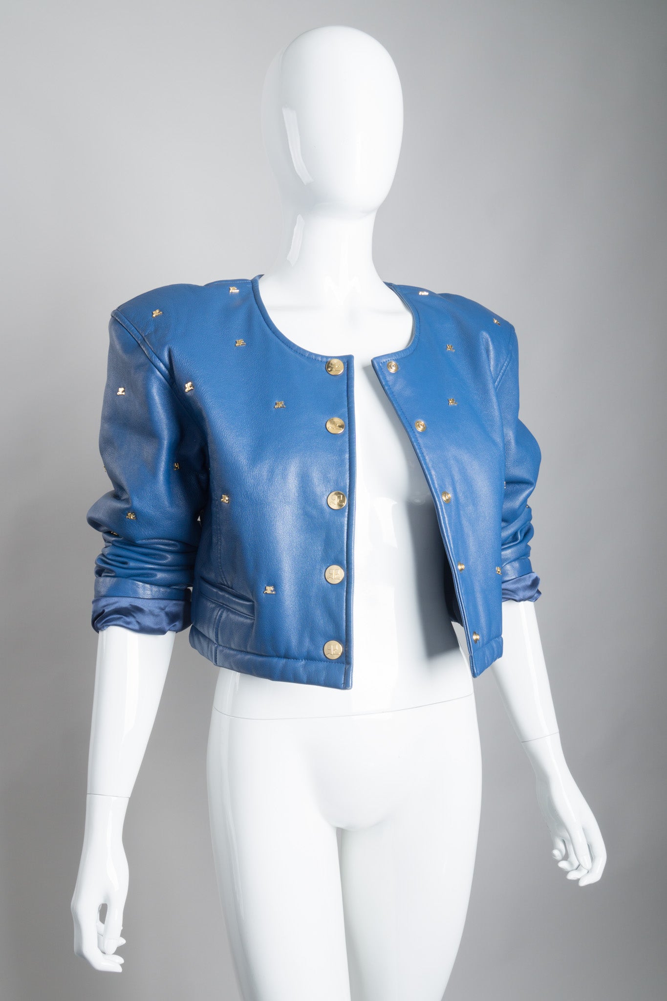 Courreges Logo Stud Cropped Leather Jacket