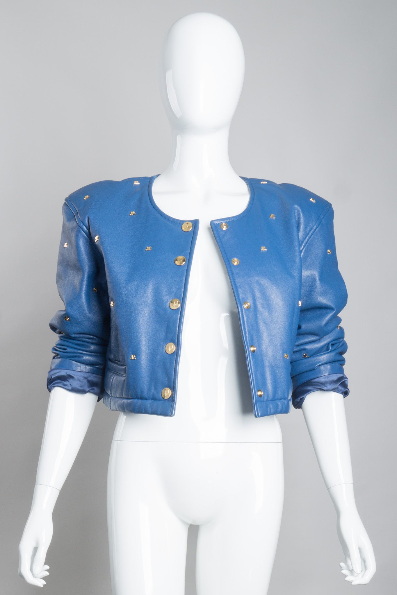 Courreges Logo Stud Cropped Leather Jacket