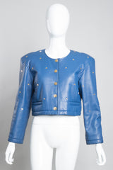 Courreges Logo Stud Cropped Leather Jacket