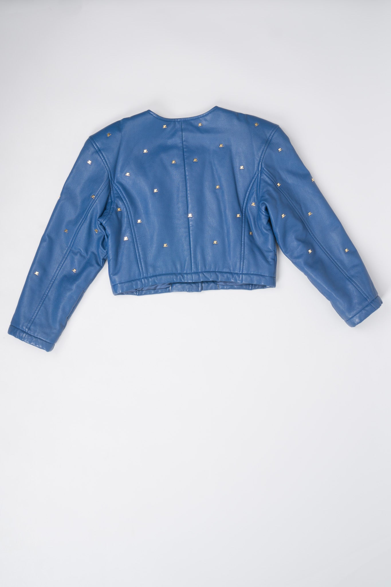 Courreges Logo Stud Cropped Leather Jacket