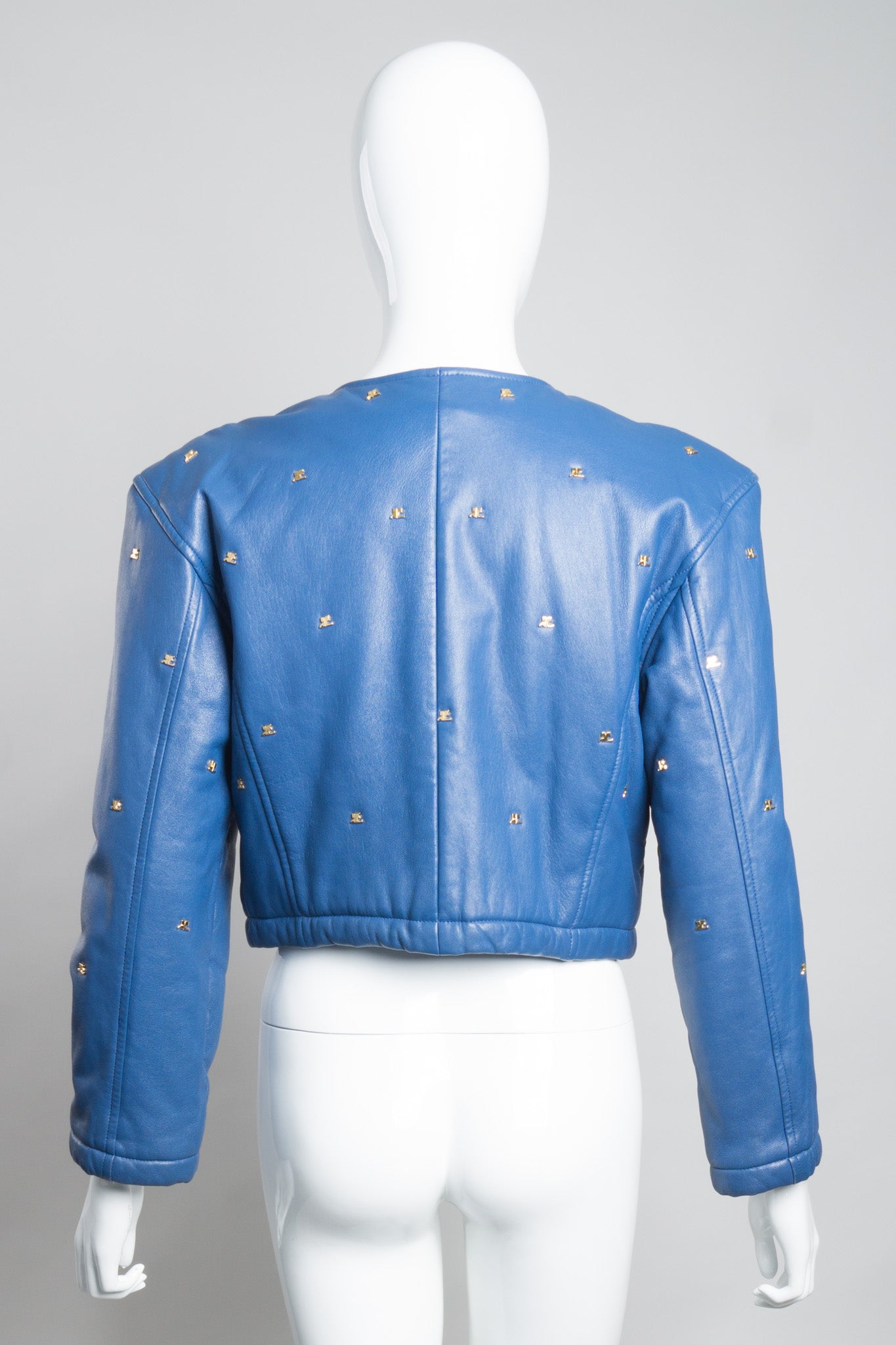 Courreges Logo Stud Cropped Leather Jacket