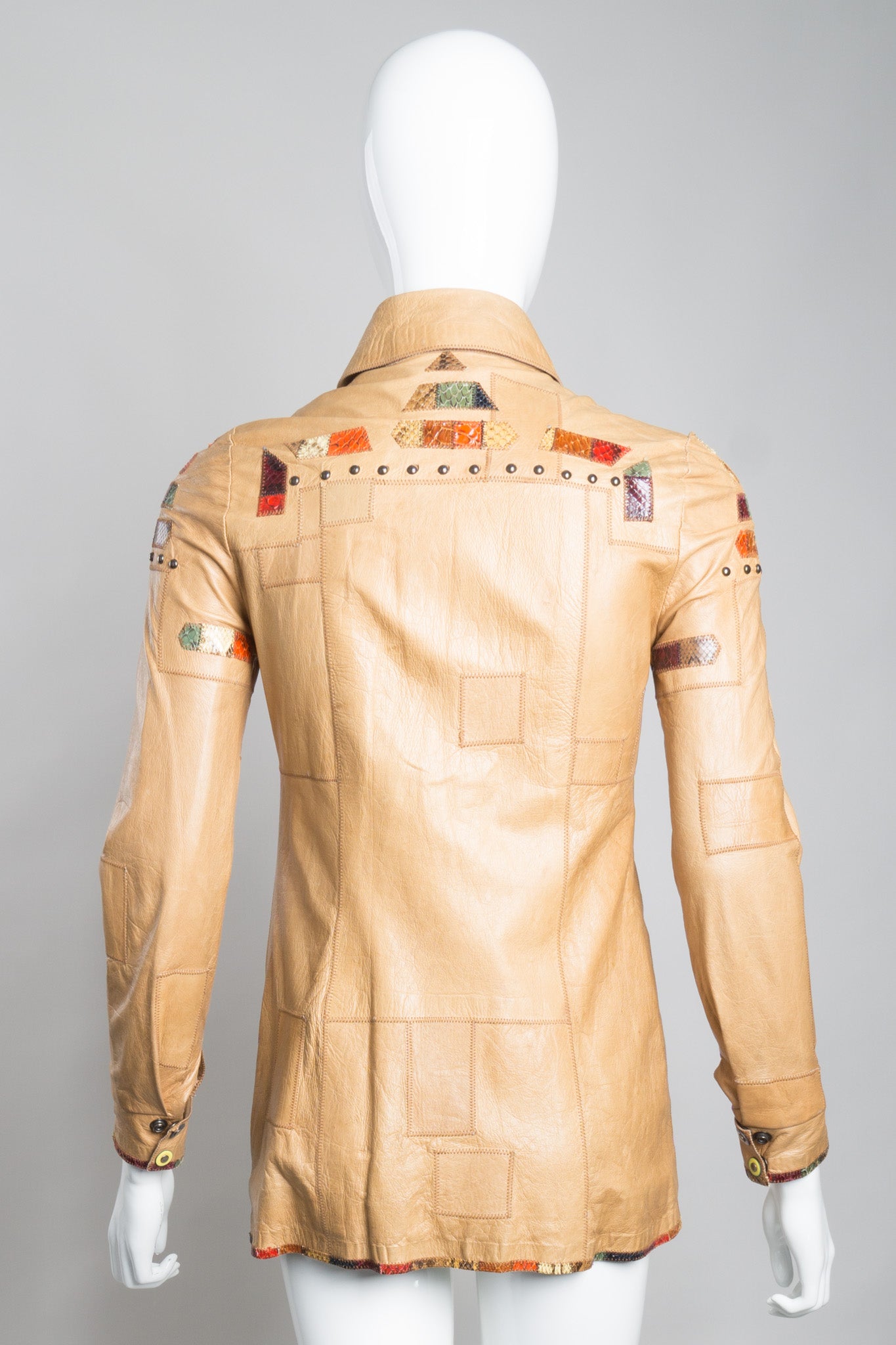 Francois Villon Paris Snake Trim Leather Shirt Jacket