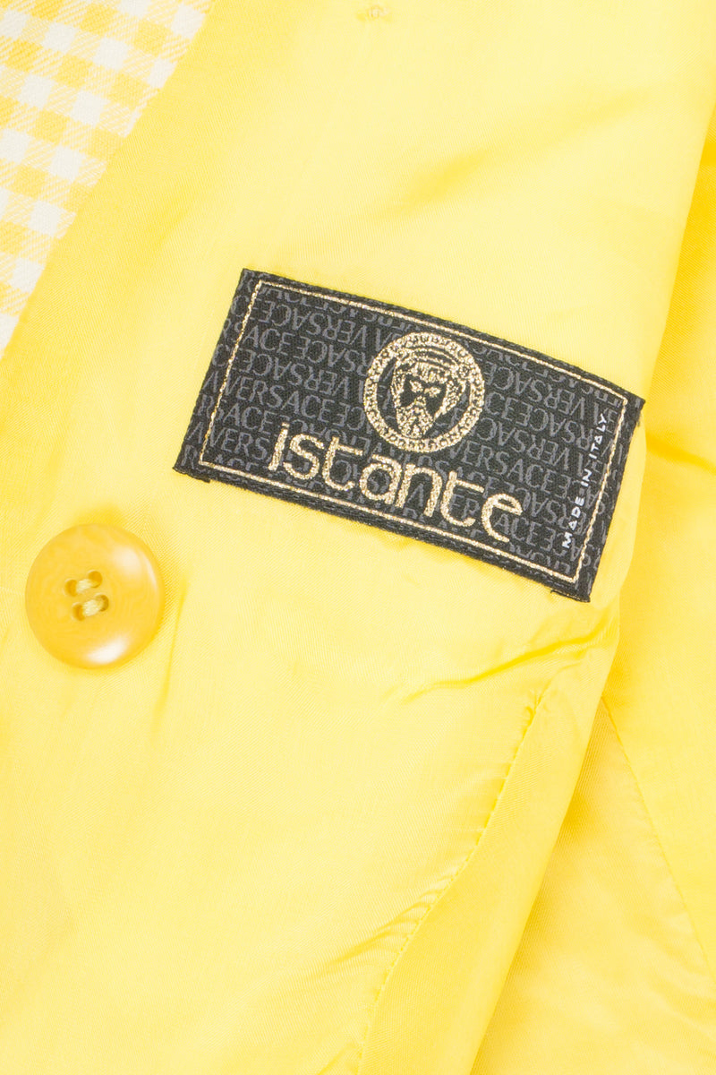 Istante Versace Cropped Gingham Double Breasted Letter Jacket