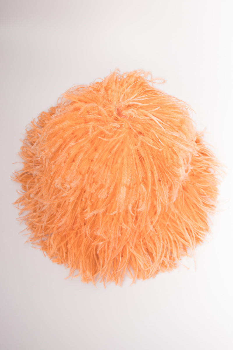 Happy Capper Ostrich Feather Straw Bucket Hat