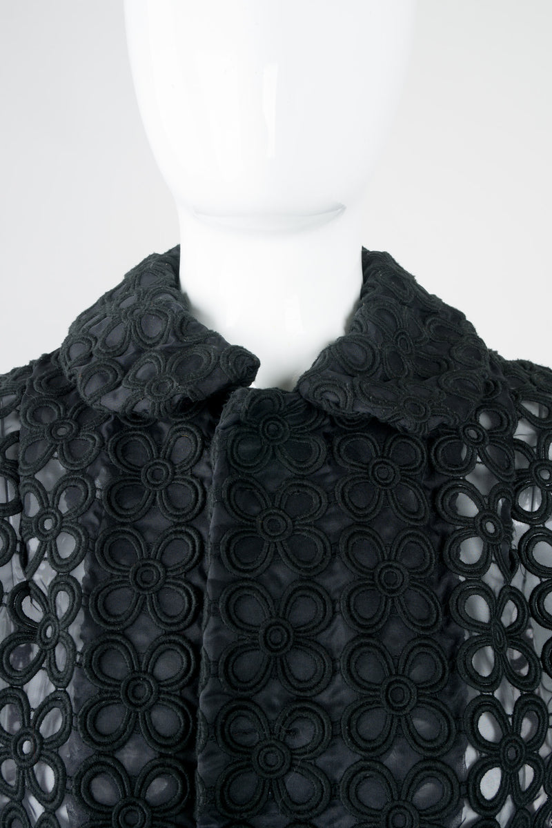 Comme Des Garcons Sheer Mesh Daisy Embroidered Short Sleeve Jacket