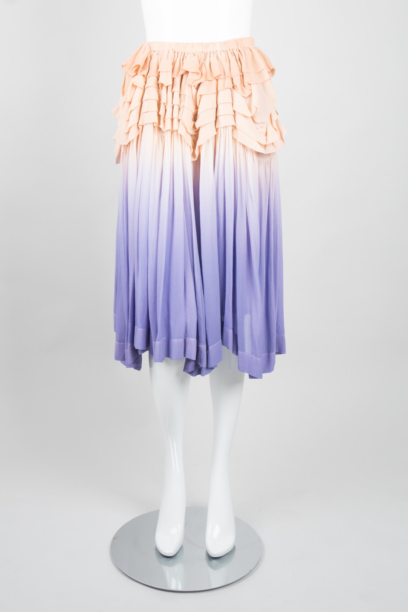 Limi Feu Yohji Yamamoto Ombré Silk Chiffon Ruffle Skirt