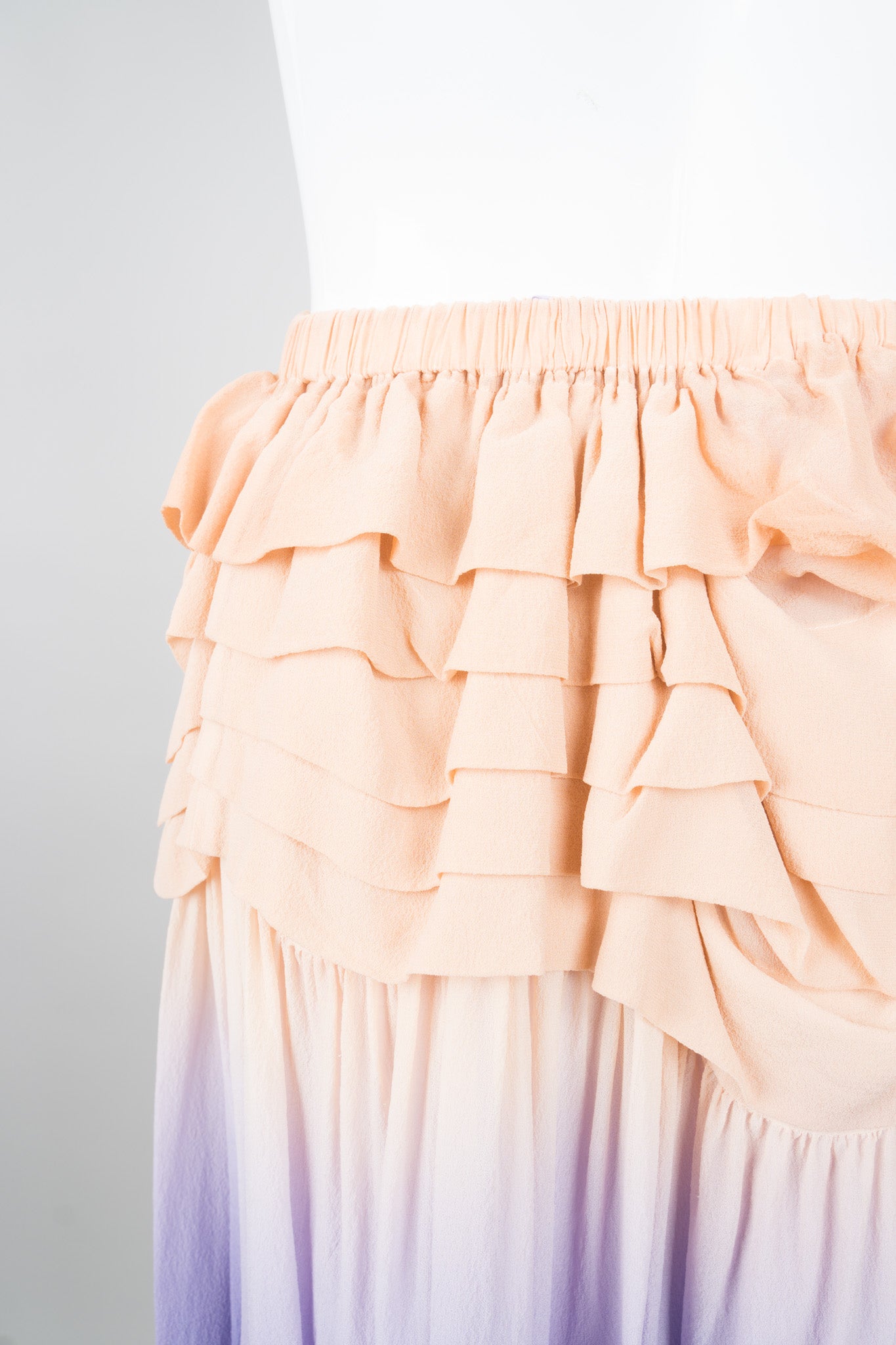 Limi Feu Yohji Yamamoto Ombré Silk Chiffon Ruffle Skirt