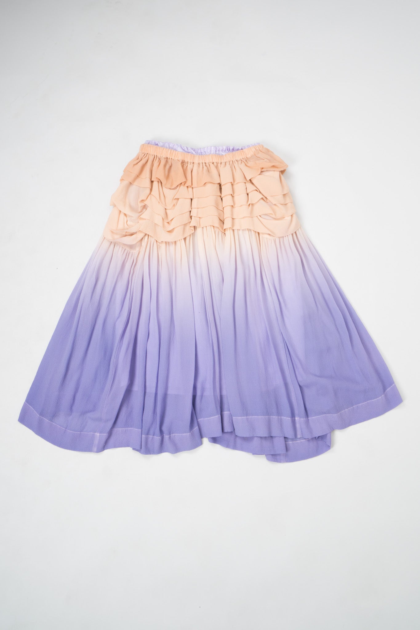 Limi Feu Yohji Yamamoto Ombré Silk Chiffon Ruffle Skirt