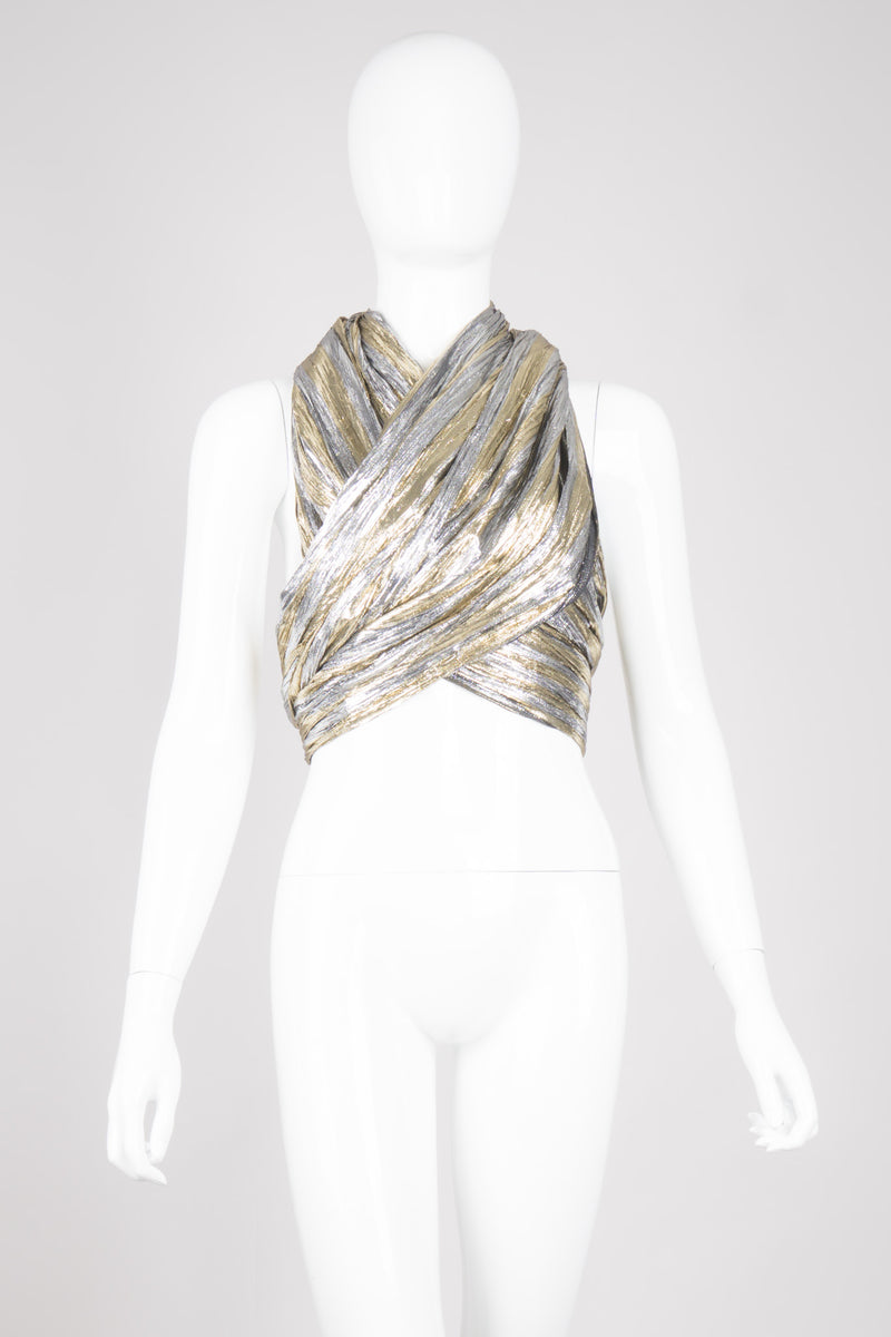 Vintage Metallic Lamé Tassel Scarf Formal Wrap Bikini Cover Up