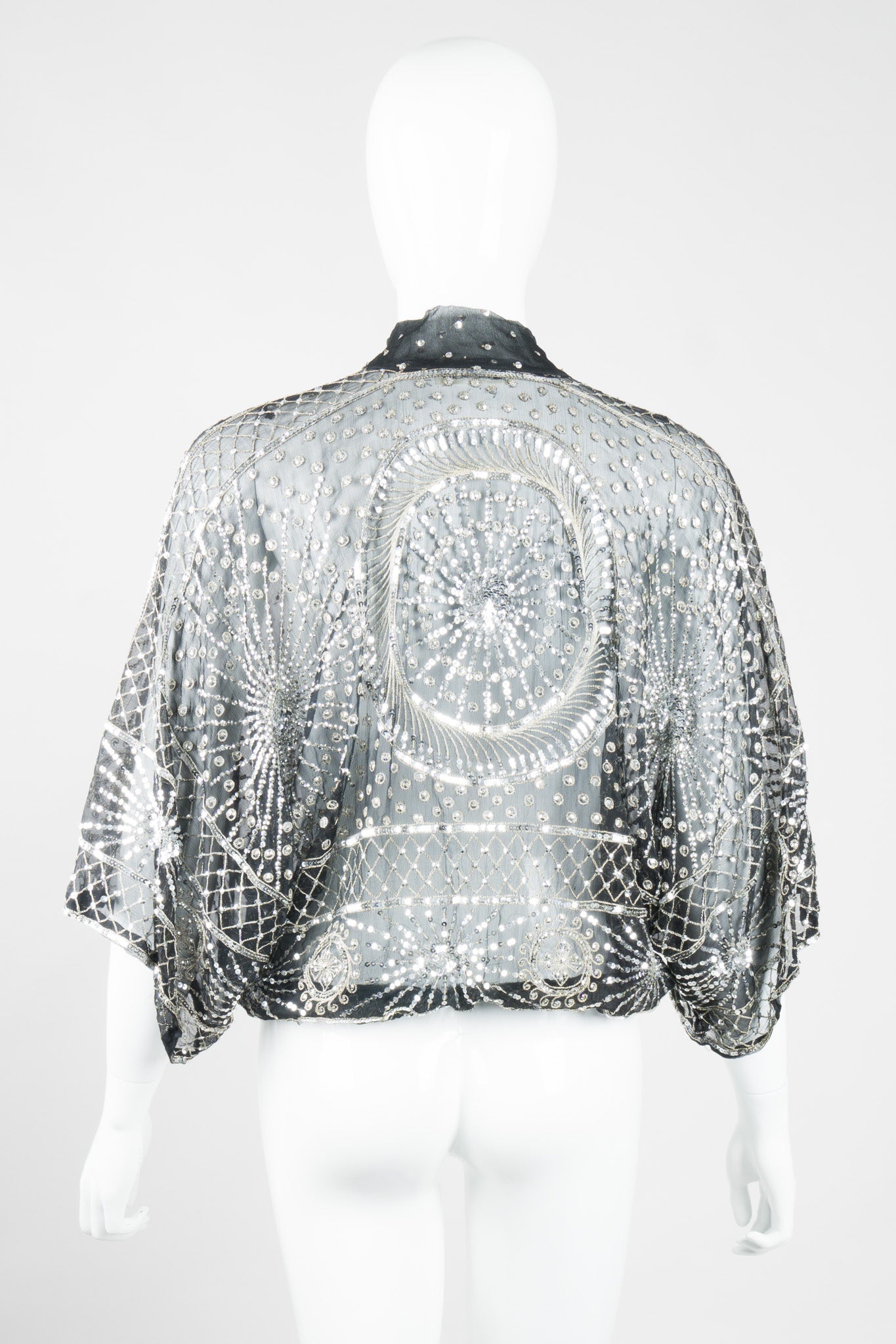 Lillie Rubin Sheer Chiffon Sequin Sunburst Top