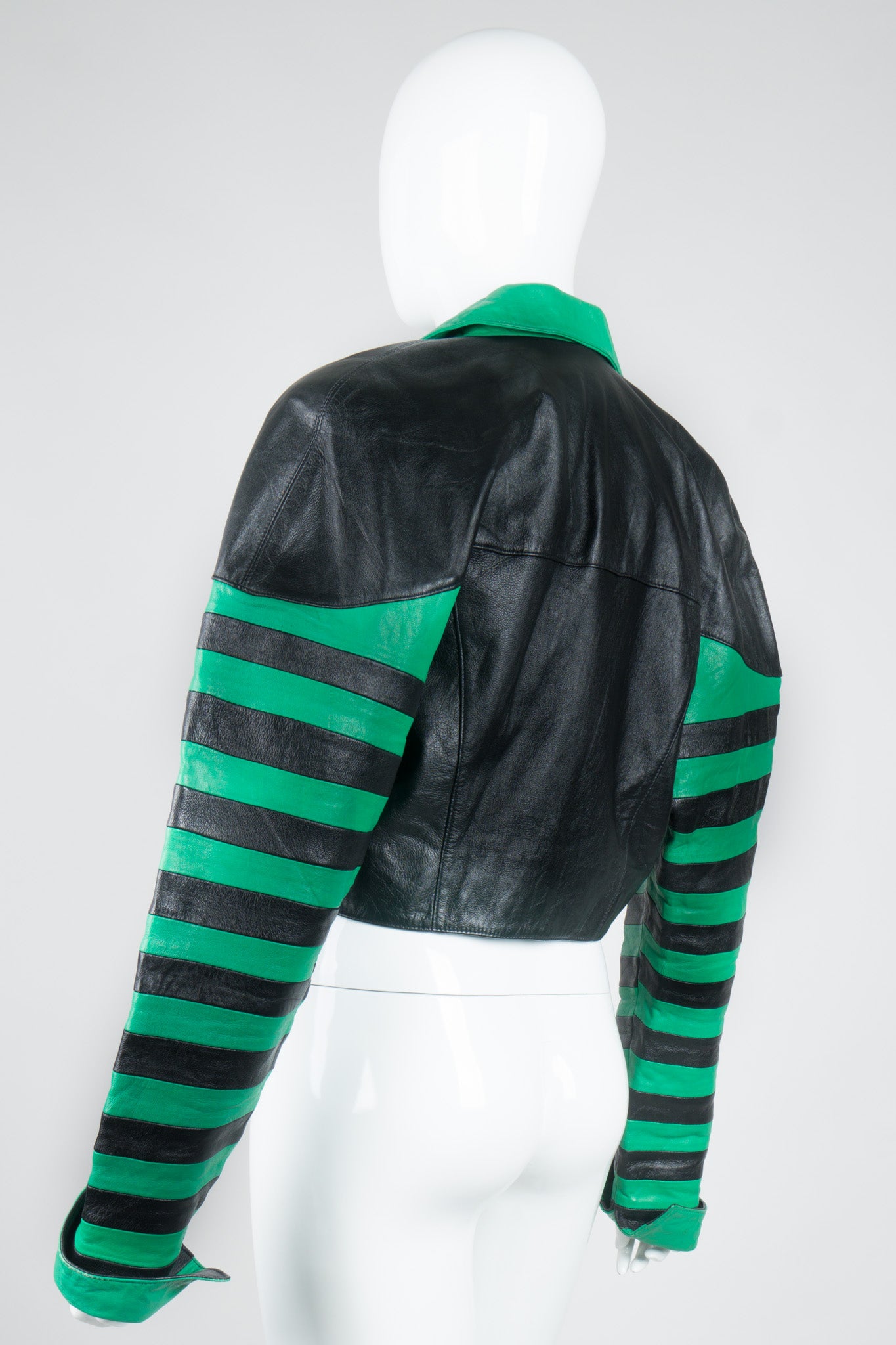 Phillip Noel Beetlejuice Cropped Stripe Leather Jacket