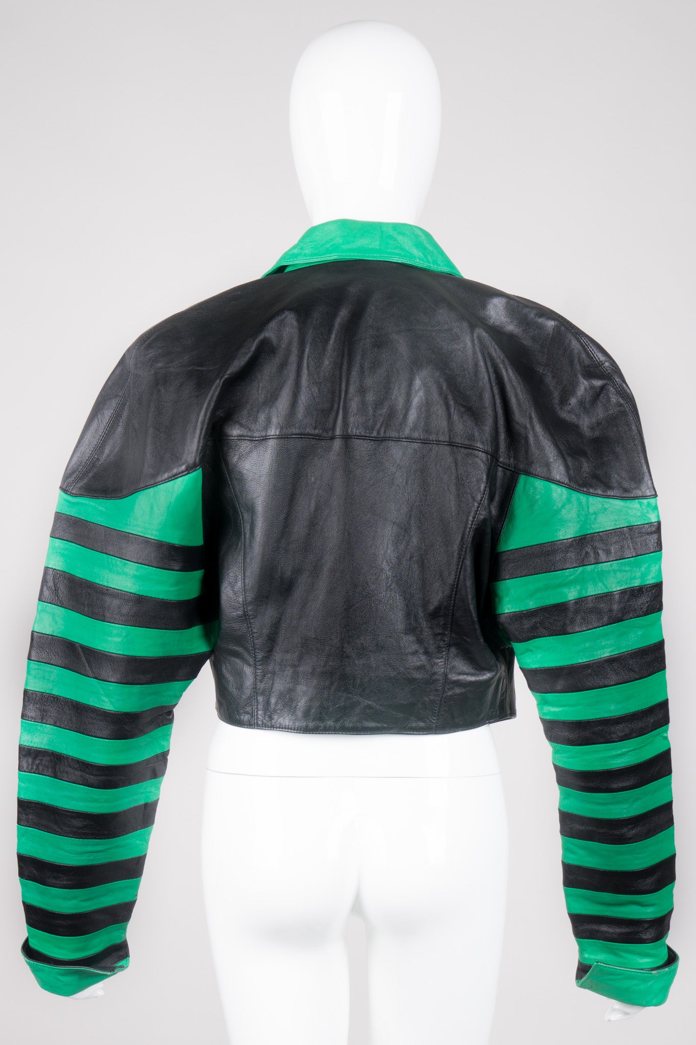 Phillip Noel Beetlejuice Cropped Stripe Leather Jacket