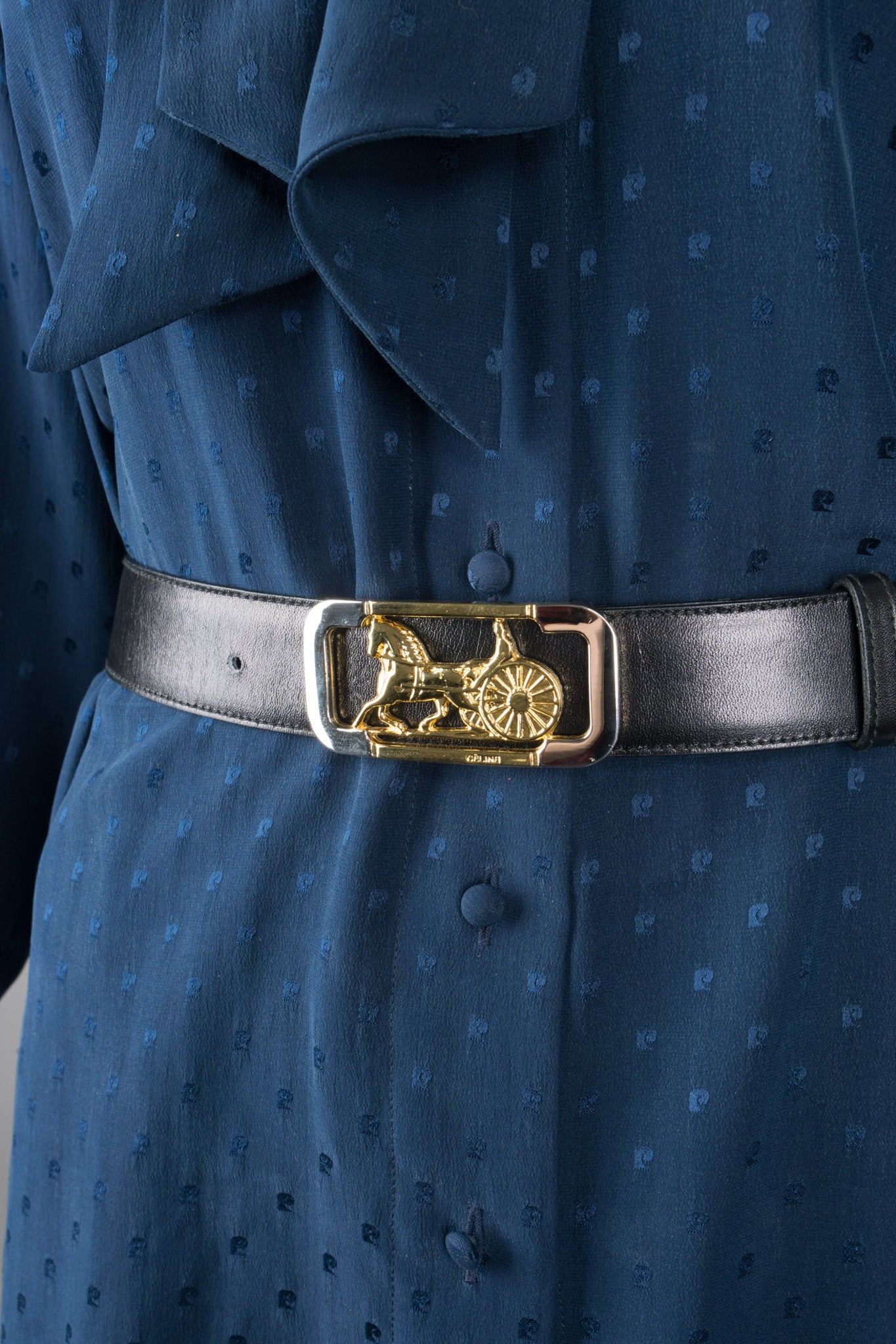 Celine Leather Horse Carriage Buckle Belt